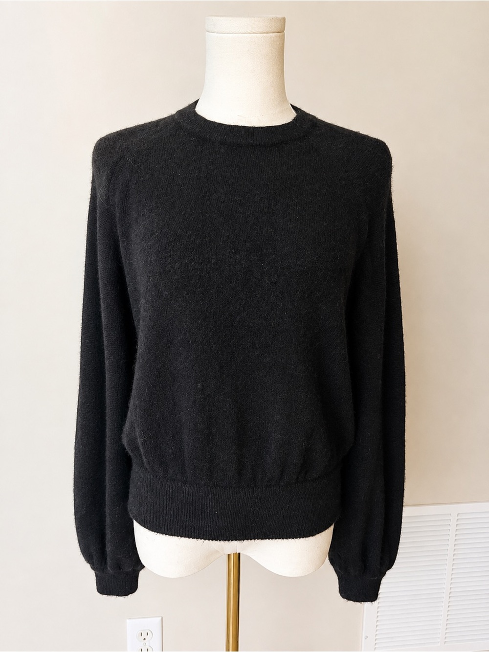 J. Crew Black Alpaca Wool Blend Balloon Sleeve Keyhole Sweater Small